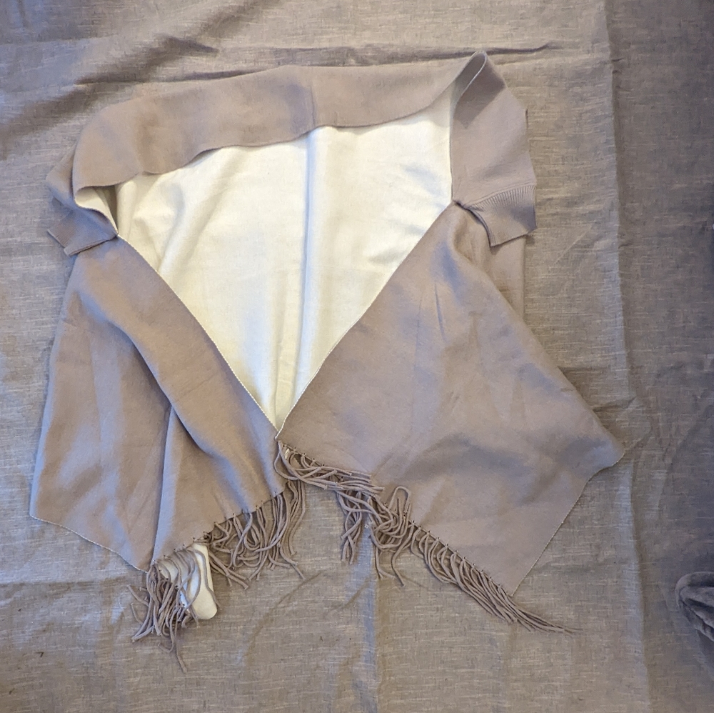 Anthropologie Mer Sea Travel Wrap Sleeve Fringe Sweater Cardigan